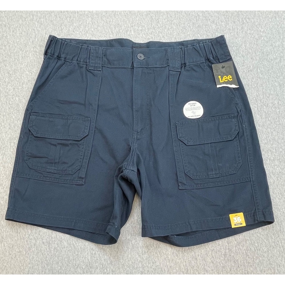 Lee Shorts Mens 36 Navy Blue 100% Cotton Cargo 8" Inseam NWT
